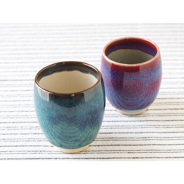 開窯70年の伝統 北海道のやきもの こぶ志窯 湯呑2色セット【03106】[a102-006]