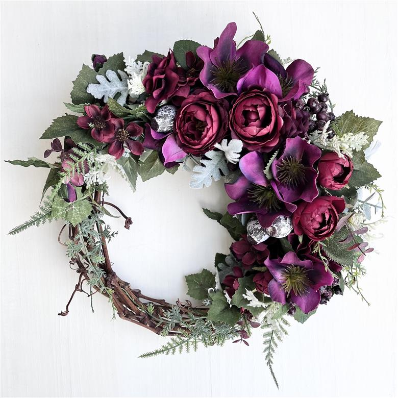 美流渡の森 アーティフィシャルフラワー・クレッセントリース(赤紫系)[a110-064]