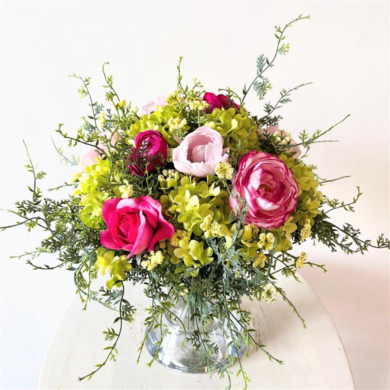 美流渡の森　アーティフィシャルフラワー花瓶付ブーケ（ピンク系）[a110-075]