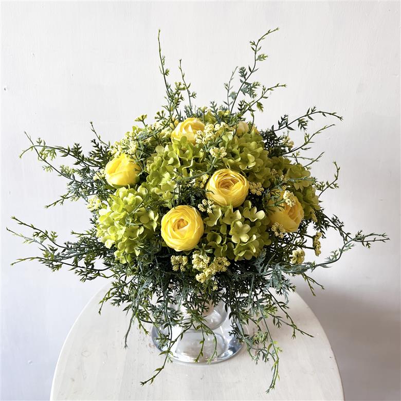 美流渡の森　アーティフィシャルフラワー花瓶付ブーケ（黄色系）[a110-076]