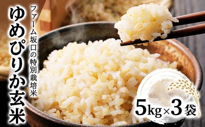 令和7年産！ファーム坂口の特別栽培米 ゆめぴりか玄米 15kg(5kg×3袋)