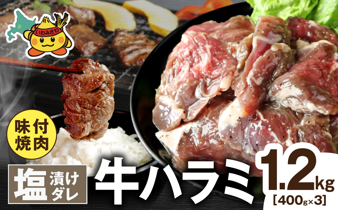 牛ハラミ 塩漬けダレ 1.2kg (400g×3pc) a163-010