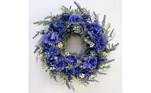 美流渡の森 アーティフィシャルフラワー・リース（青系）【a010-059】[a110-059]