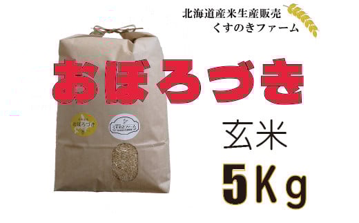 【令和5年産】北海道岩見沢産くすのきファームのおぼろづき玄米（5Kg）【34104】[a123-004]