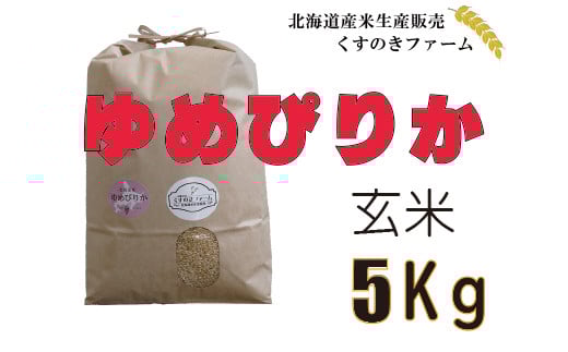 【令和5年産】北海道岩見沢産くすのきファームのゆめぴりか玄米（5Kg）【34108】[a123-008]