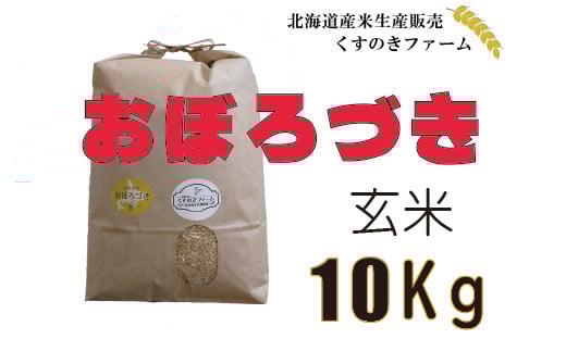 【令和5年産】北海道岩見沢産くすのきファームのおぼろづき玄米（10Kg）【34112】[a123-012]