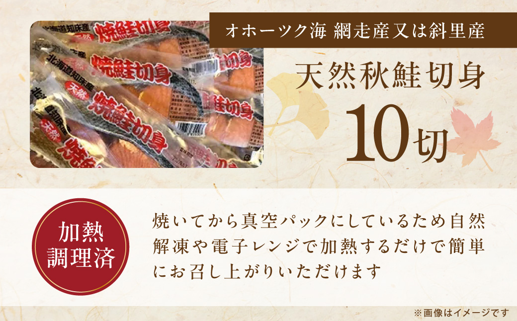 オホーツク天然秋鮭焼き切身10切れ（網走加工） ABAO2113