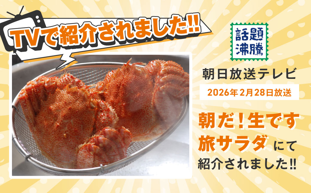 【先行予約】オホーツク海明け活〆浜茹で毛蟹2尾冷蔵届け（オホーツク海産・網走加工）【2027年4月～順次発送開始予定】 ABAO2180