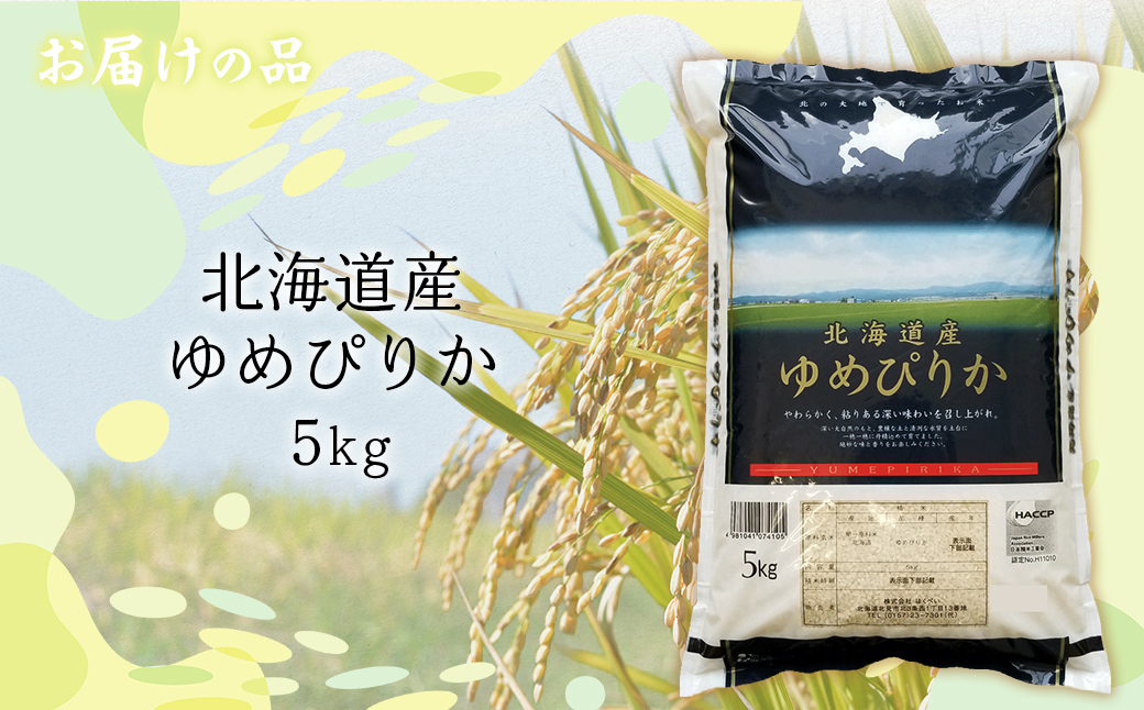 【令和7年産】北海道産ゆめぴりか 5kg  ABT004