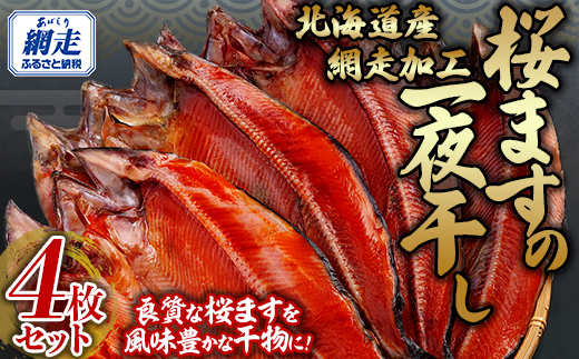 桜ます一夜干し大サイズ4枚セット（網走加工） ABB143