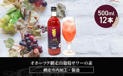 オホーツク網走山葡萄サワーの素　500ml×12本入り（網走市加工・製造） ABH051