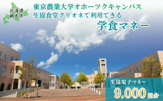 東京農業大学オホーツクキャンパス生協食堂クリオネで利用できる「学食マネー」 9,000円分 [ ふるさと納税 人気 おすすめ ランキング 学食 大学 東京農業大学 東農大 東京農業 オホーツク キャンパス クーポン 券 学生 北海道 網走市 ] ABBF003 | 学食 クーポン 学食 クーポン 学食 クーポン 学食 クーポン 学食 クーポン 学食 クーポン 学食 クーポン 学食 クーポン