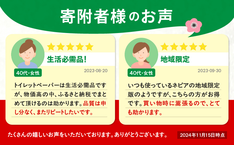 【A016】紙のまち苫小牧 ネピア トイレットペーパー アネモネHGダブル グリーンパッケージ（96ロール）　T001-002