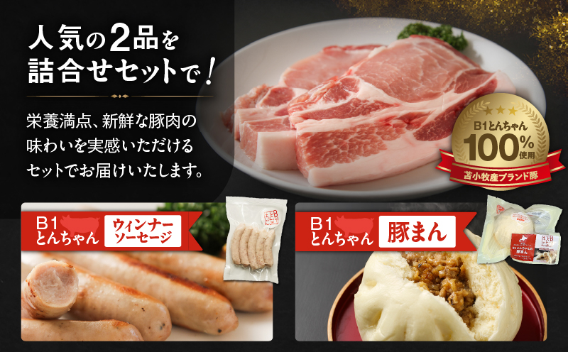 【10営業日以内に発送】B1とんちゃんの豚まん 9個、ウィンナーソーセージ 4袋セット　T010-002-03