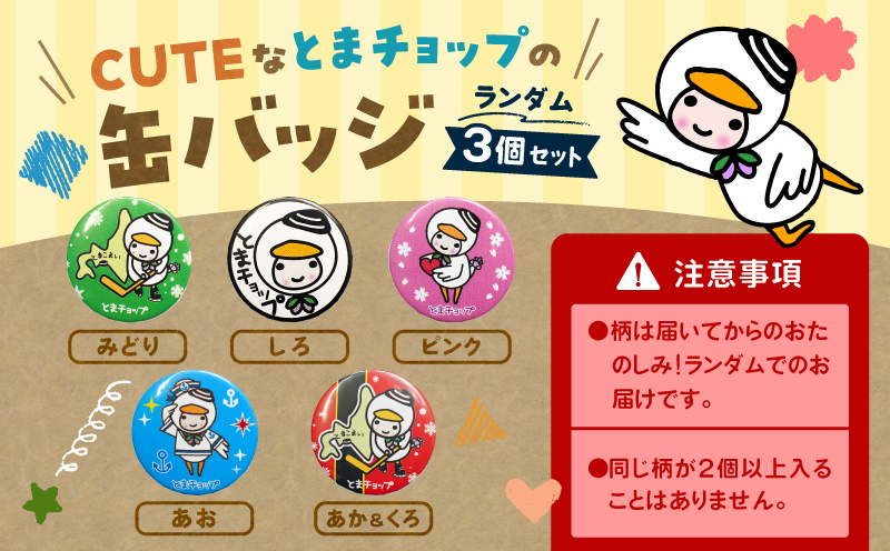 缶バッジ3個セット（柄おまかせ）　T042-011