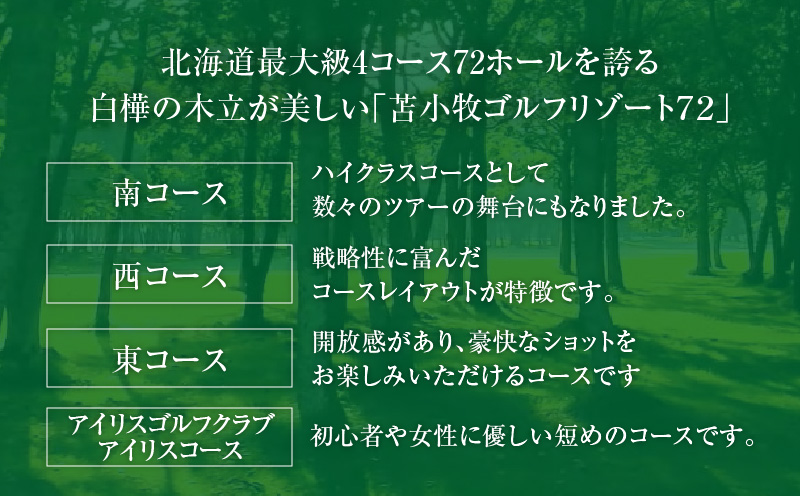 C54 【平日限定】苫小牧ゴルフリゾート72 エミナゴルフクラブ ゴルフ場利用券（南コースキャディ付）　T042-FT08
