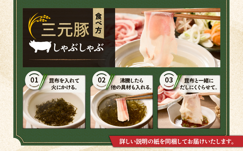 日本の米育ち平田牧場 三元豚ロースしゃぶしゃぶ 300g×3パック（計900g）　T036-008