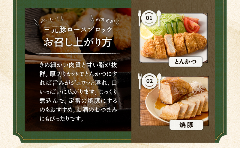 【平田牧場】三元豚ロースブロック 600g　T036-014