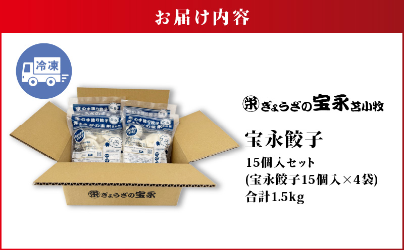 ぎょうざの宝永 宝永餃子 15個入セット（宝永餃子15個入×4袋）合計1.5kg　T004-001