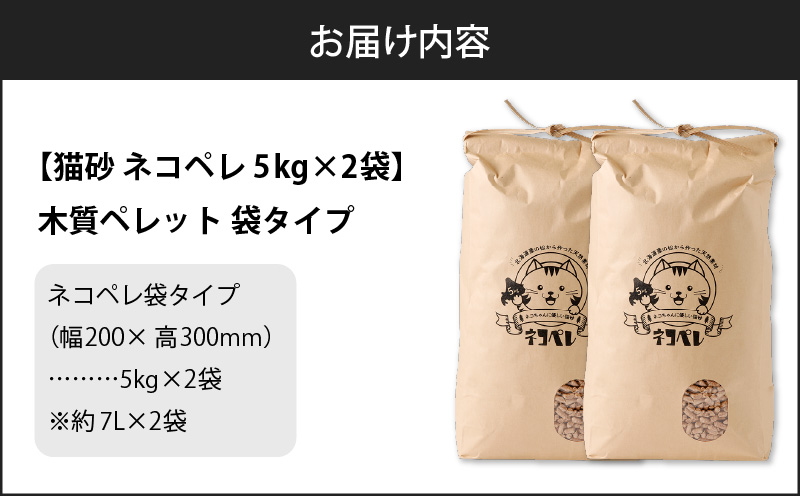 【猫砂 ネコペレ 5kg×2袋】木質ペレット 袋タイプ　T008-004