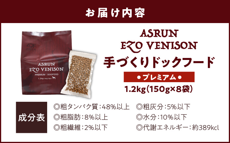 【アスランエゾベニソン プレミアム 1.2kg（ドッグフード）】　T012-004