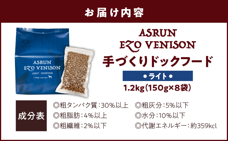 【アスランエゾベニソン ライト 1.2kg（ドッグフード）】　T012-007