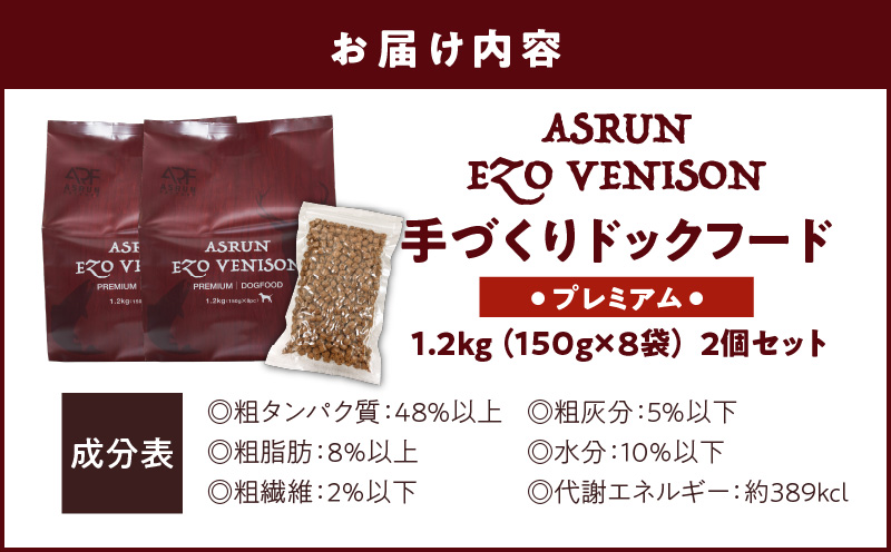 【アスランエゾベニソン プレミアム 1.2kg 2個セット（ドッグフード）】　T012-005