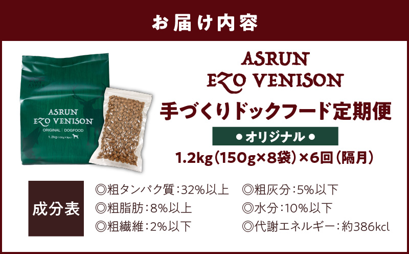 【定期便/年6回】【アスランエゾベニソン オリジナル 1.2kg（ドッグフード）】　T012-T01