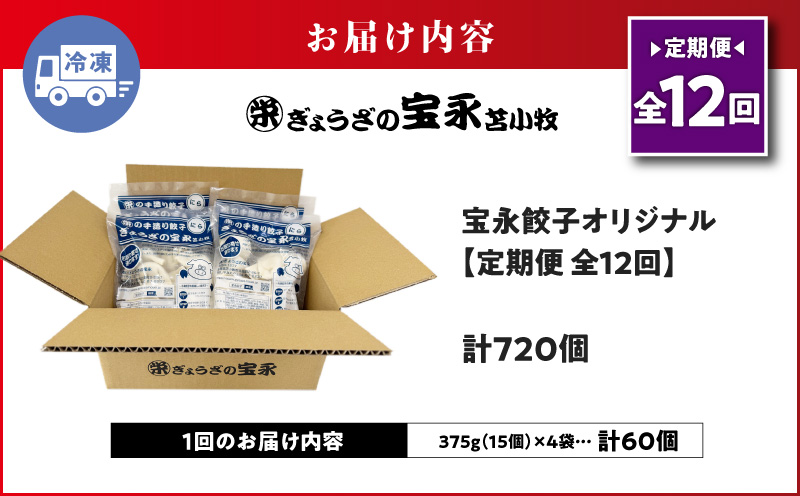【全12回定期便（毎月）】ぎょうざの宝永 宝永餃子 15個入セット（宝永餃子15個入×4袋）合計1.5kg　T004-T01-05