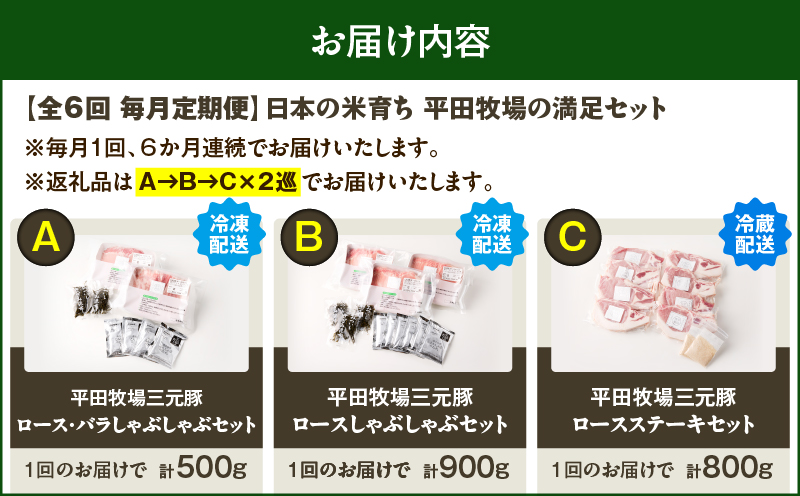 【全6回 毎月定期便】日本の米育ち平田牧場の満足セット！　T036-T05-02