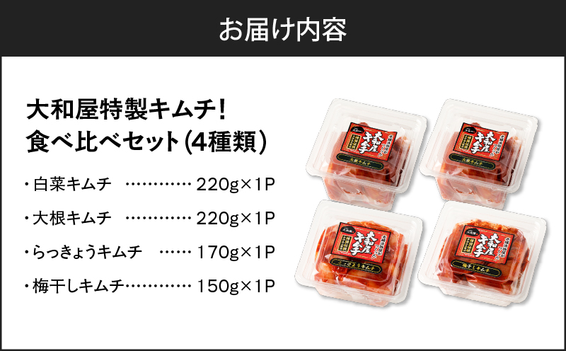 大和屋特製キムチ！食べ比べセット（4種類）　T055-015