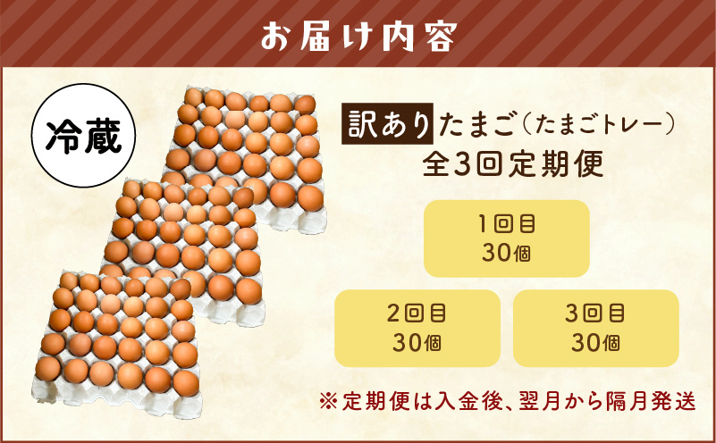 【全3回定期便】訳ありたまご　（たまごトレー）　T074-T02