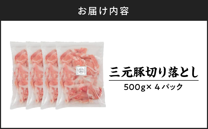 日本の米育ち平田牧場 三元豚切り落とし 500g×4パック（計2kg）　T036-005