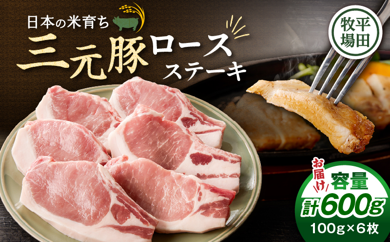 日本の米育ち平田牧場 三元豚ロースステーキ 100g×6枚（計600g）　T036-012