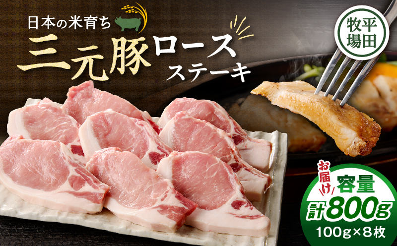 日本の米育ち平田牧場 三元豚ロースステーキ 100g×8枚（計800g）　T036-013