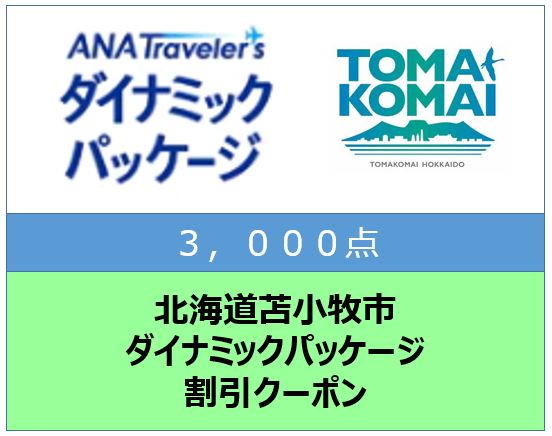 北海道苫小牧市ANAトラベラーズダイナミックパッケージ割引クーポン3,000点分