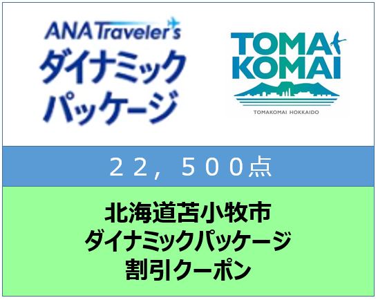 北海道苫小牧市ANAトラベラーズダイナミックパッケージ割引クーポン22,500点分