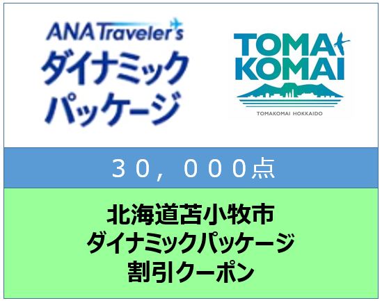 北海道苫小牧市ANAトラベラーズダイナミックパッケージ割引クーポン30,000点分