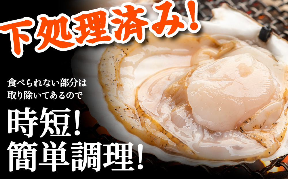 【焼き貝用】2025年製造 宗谷産ホタテ貝 した処理済み片貝付き（約800g×2袋）