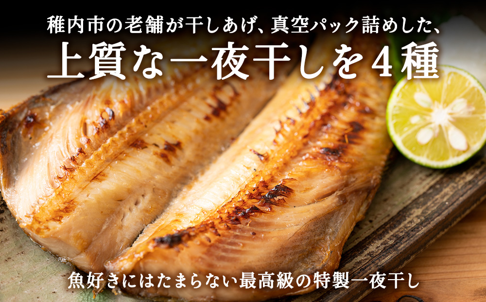 【定期便6ヶ月】一夜干し 4種セット ～ ほっけ 縞ほっけ 鰊 宗八かれい【北海道の居酒屋気分】