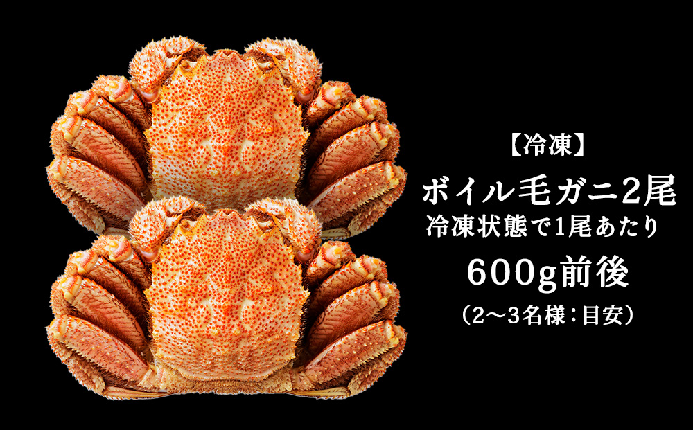 【ボイル済み急速冷凍】身がパンパンに詰まった稚内産毛ガニ600g前後×2尾（合計1.1キロ以上）