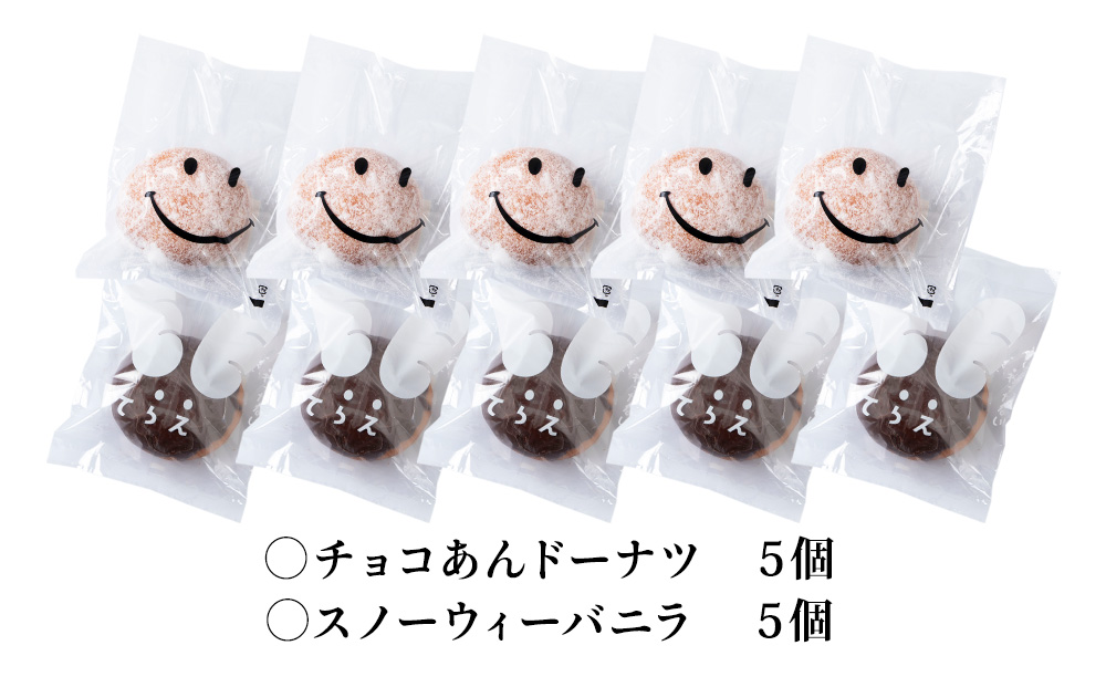 プレミアムフローズンドーナツ2種10個【チョコあんドーナツ×5、スノーウィーバニラ×5】