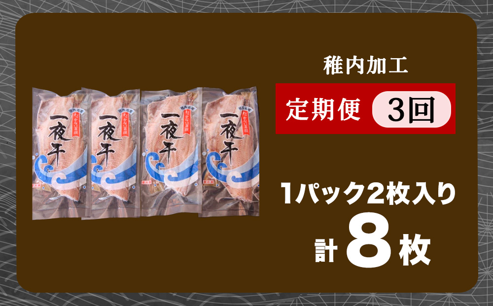 【定期便3ヶ月】一夜干し縞ホッケ(半身2枚入)×4パック【北海道の居酒屋気分】