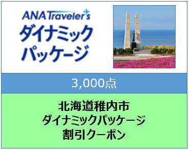 北海道稚内市　ANAトラベラーズダイナミックパッケージ割引クーポン（3,000点分）