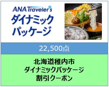 北海道稚内市 ANAトラベラーズダイナミックパッケージ割引クーポン(22,500点分)