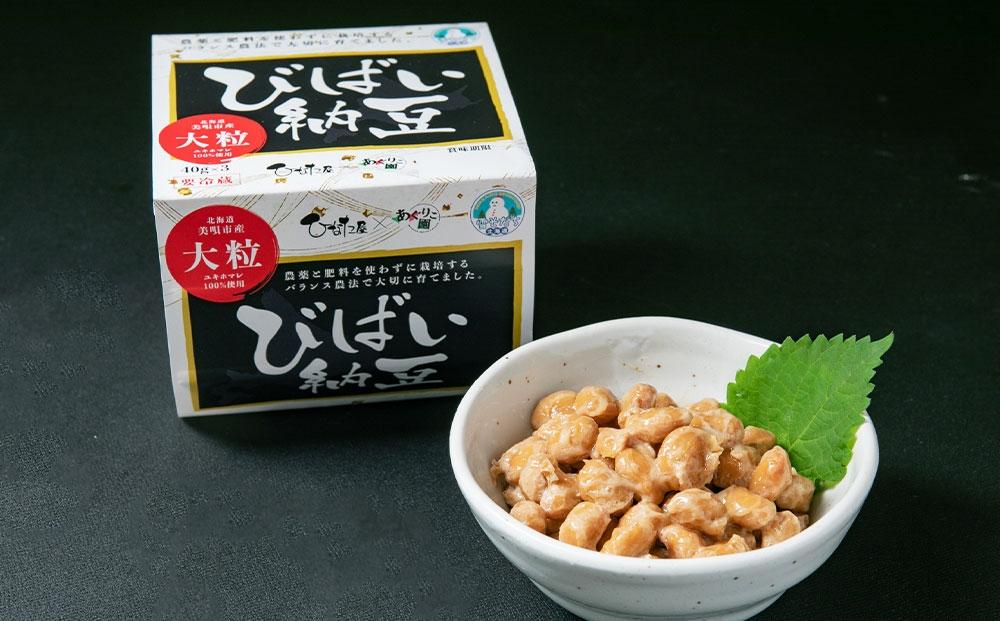 びばい納豆　北海道美唄市産大粒ユキホマレ100％使用40ｇ×18パックセット
