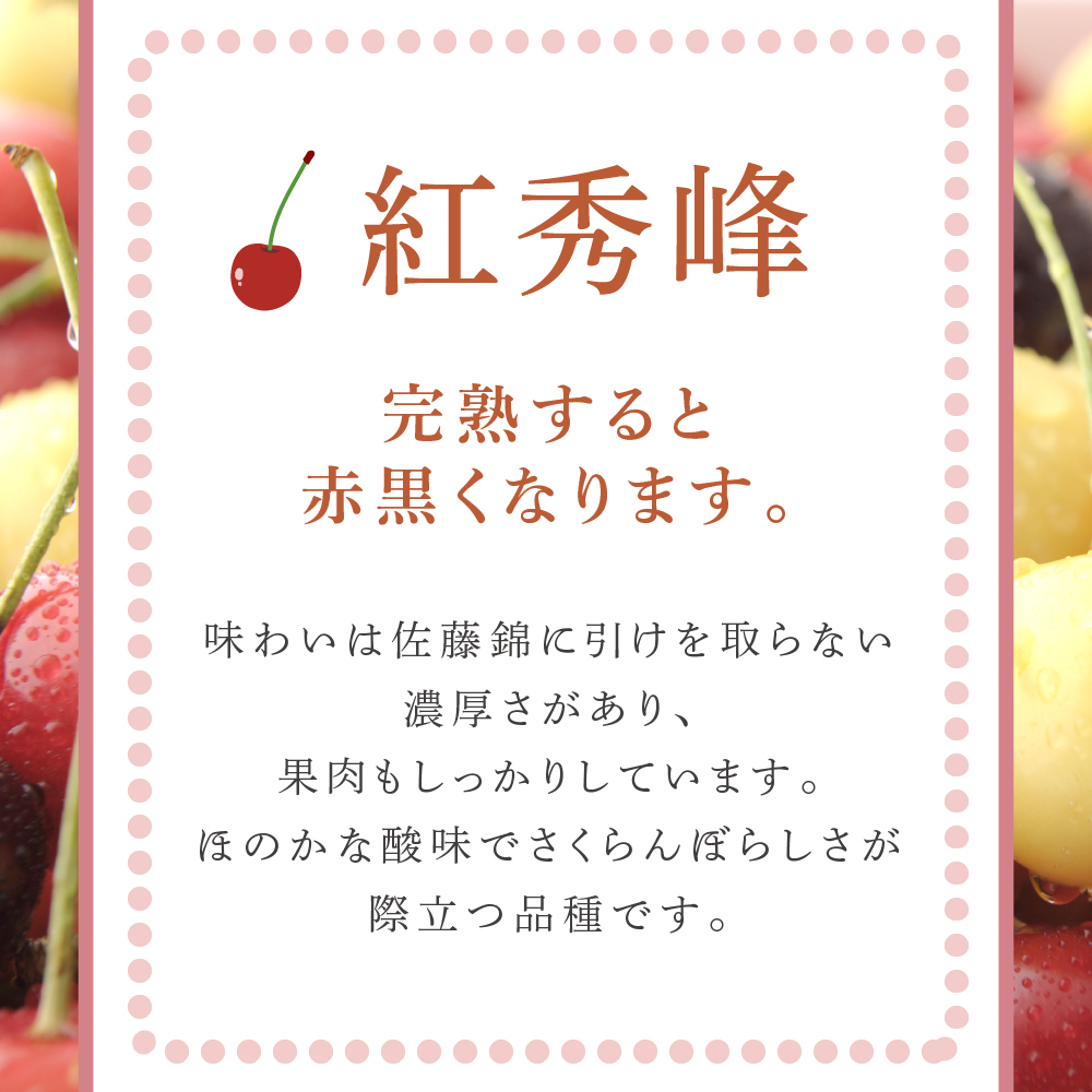 【先行受付】 さくらんぼ 紅秀峰 1kg(500g×2パック) 北海道 芦別市 大橋さくらんぼ園