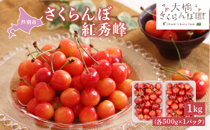 【先行受付】 さくらんぼ 紅秀峰 1kg(500g×2パック) 北海道 芦別市 大橋さくらんぼ園