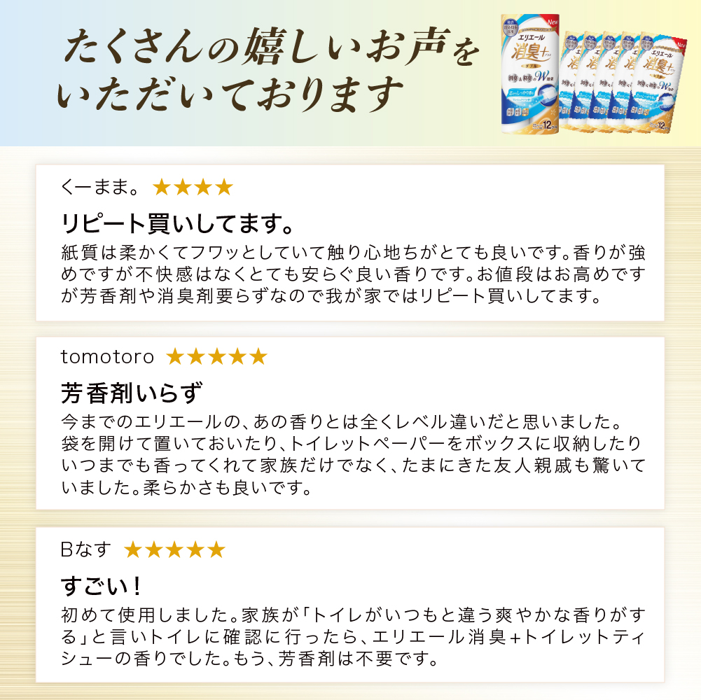 エリエール 消臭＋トイレットティシュー ダブル25m 12R 6パック 計72ロール トイレットペーパー 香りつき まとめ買い ペーパー 紙 防災 常備品 備蓄品 消耗品 備蓄 日用品 北海道 赤平市