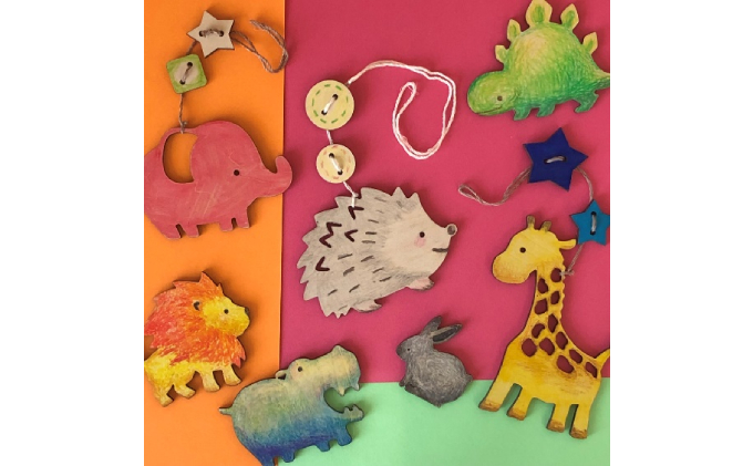 木製モビールてづくりキット［動物園］ 工芸品 インテリア 玩具 おもちゃ